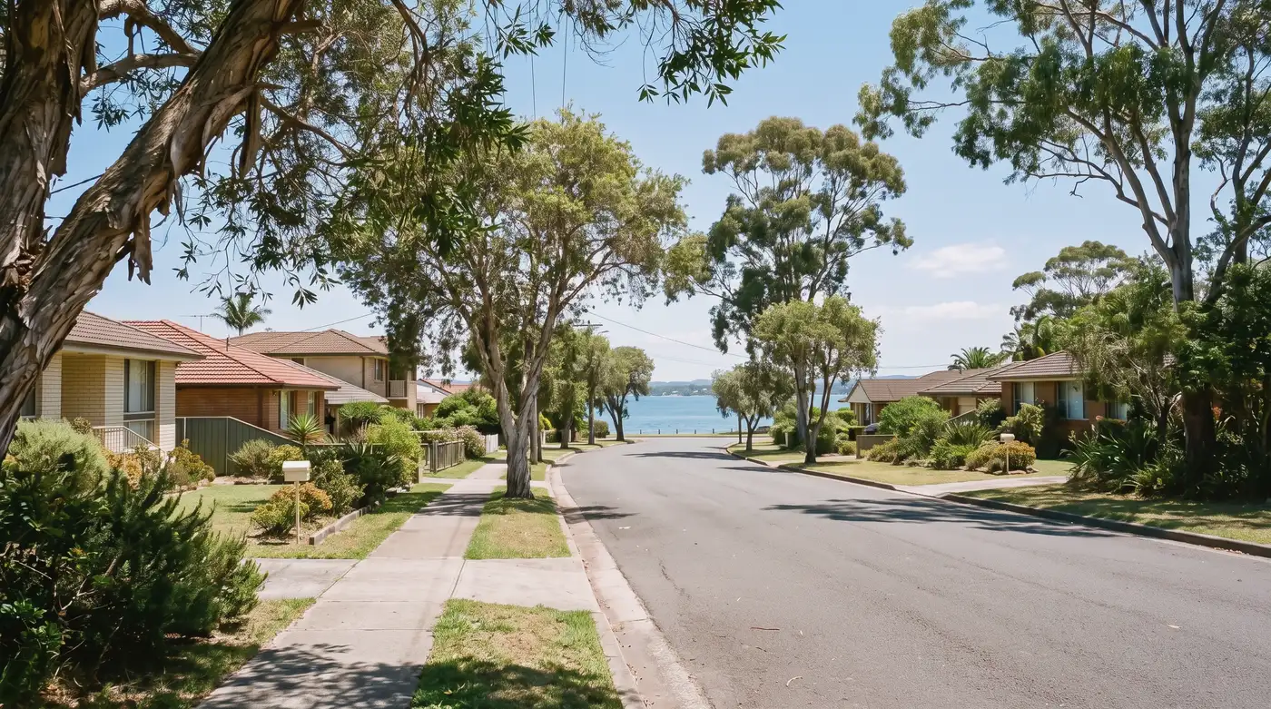 A leafy residential street in Belmont, Lake Macquarie