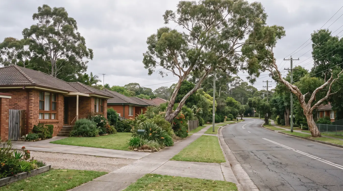 A leafy residential street in Cardiff, Lake Macquarie