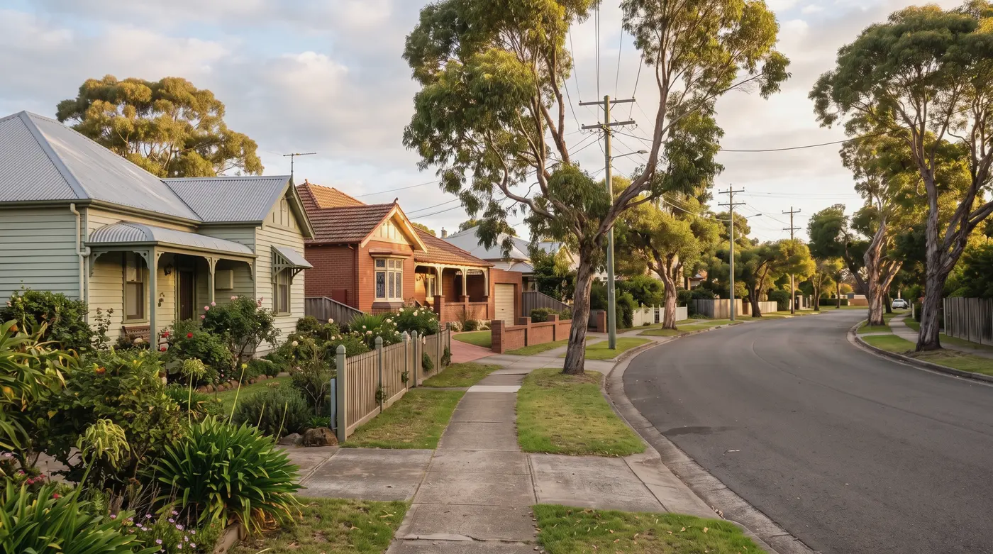 A leafy residential street in Mayfield, Newcastle