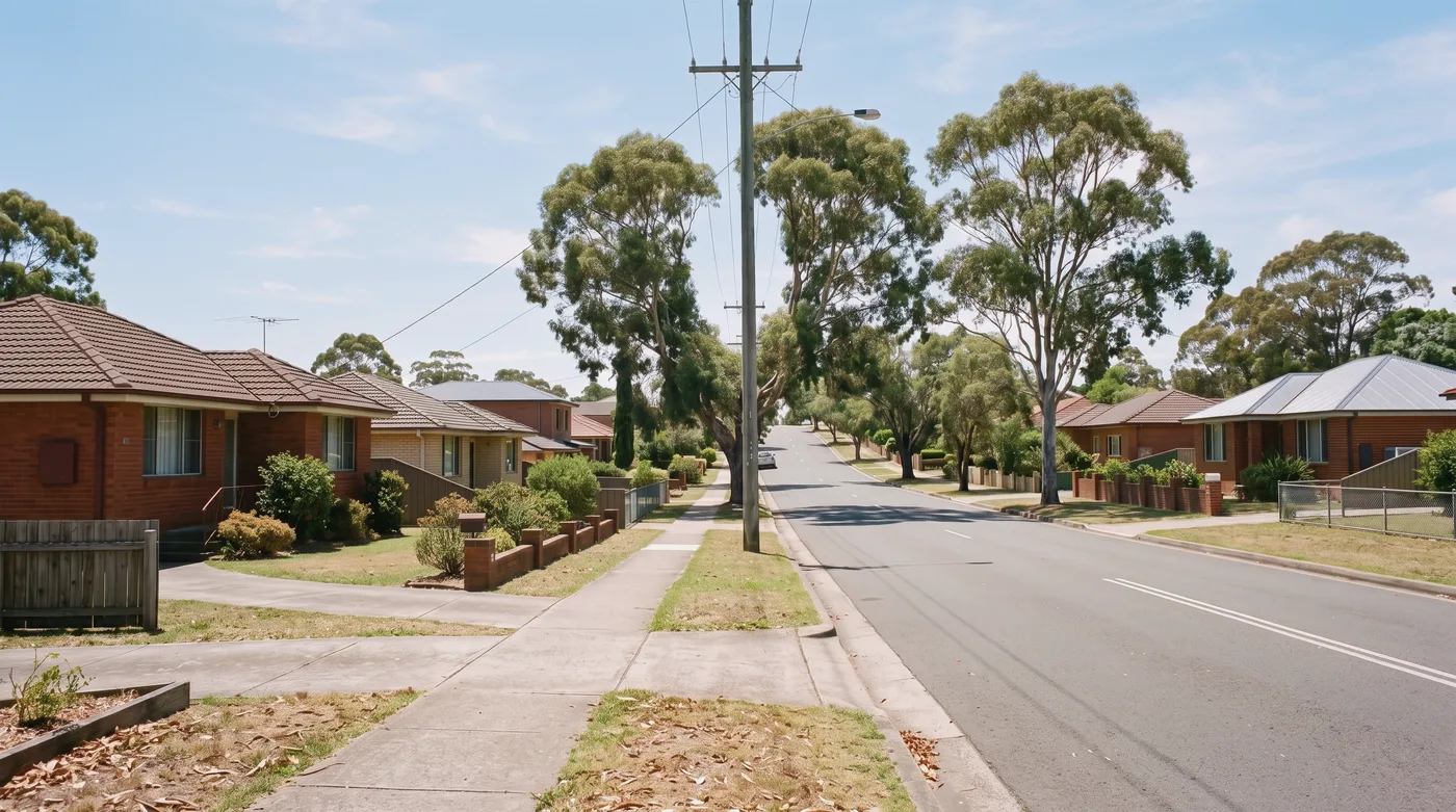 A leafy residential street in Wallsend, Newcastle