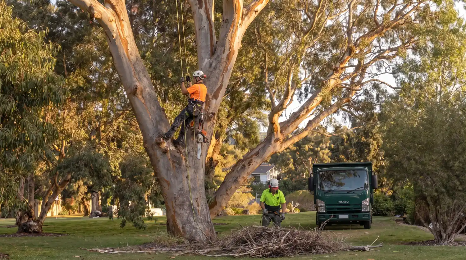Arborist crew removing a large tree in the Hunter